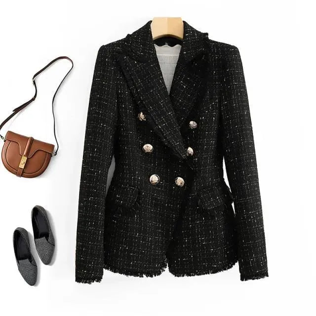 Stilla | Tweed Blazer Dame - Ensfarvet - Løs pasform