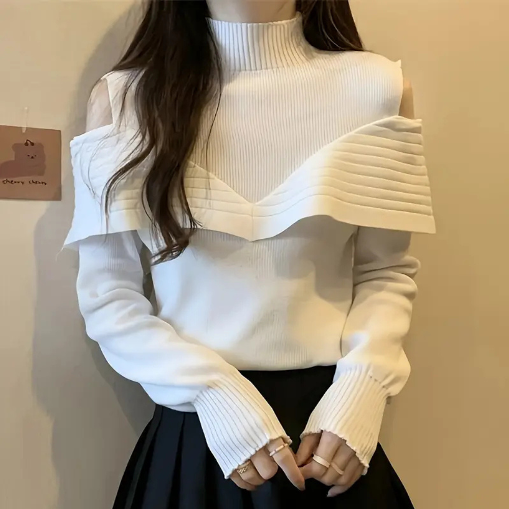 Stilla | Stilfuld Åben Skulder Sweater til Kvinder