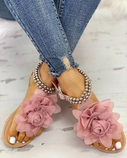 Skovae | Behagelige blomsterperlesremme flad sandal