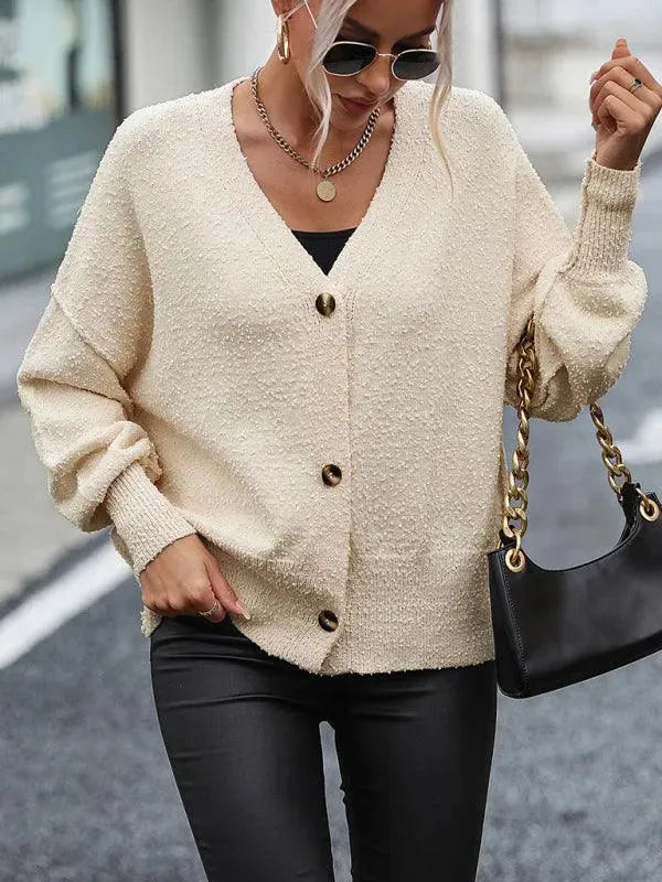 Stilla | Udsnit Knap Kvinder Strikjakke Pullover
