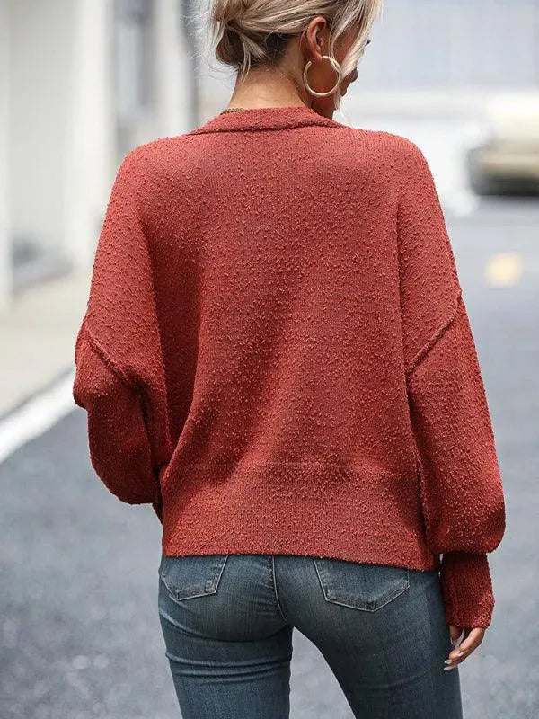 Stilla | Udsnit Knap Kvinder Strikjakke Pullover