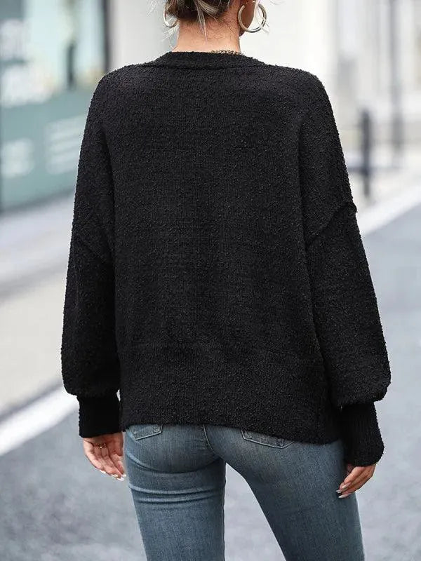 Stilla | Udsnit Knap Kvinder Strikjakke Pullover