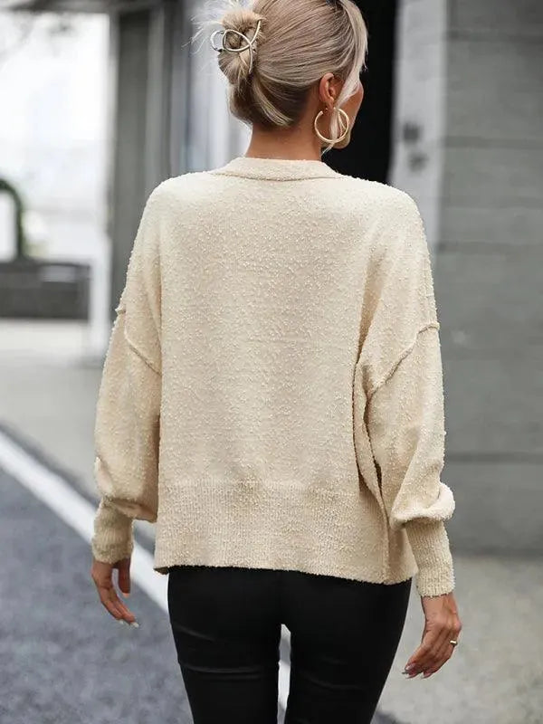 Stilla | Udsnit Knap Kvinder Strikjakke Pullover