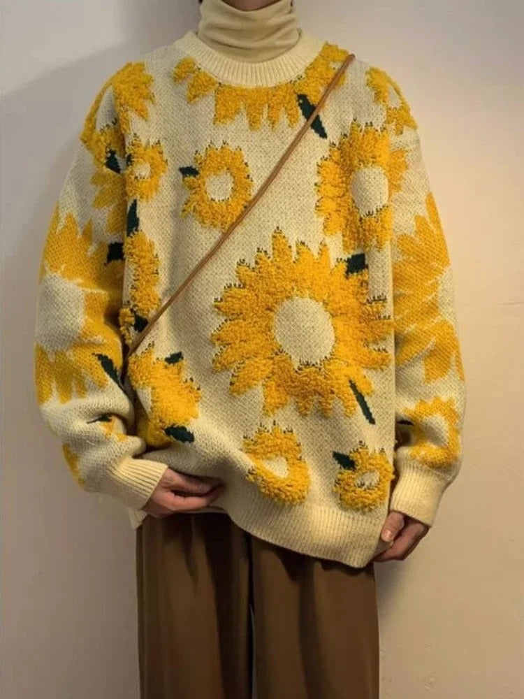 Stilla | Størrelse Pullover med Solsikke Tryk
