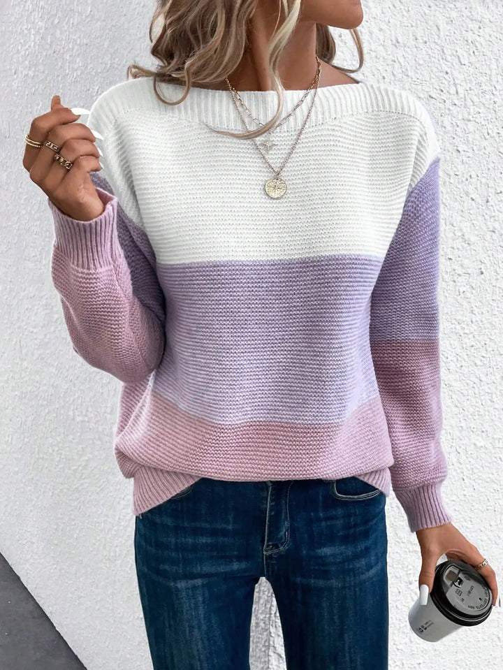 Stilla | Elegant sweater i tredobbelt patchwork-strik