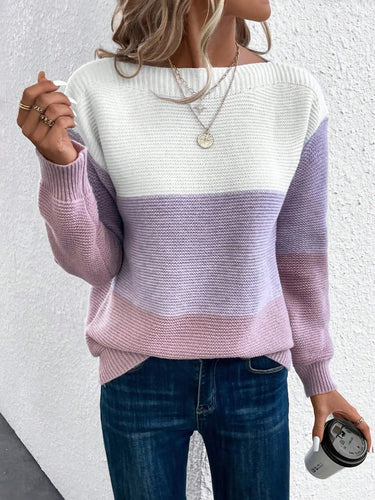 Stilla | Elegant sweater i tredobbelt patchwork-strik