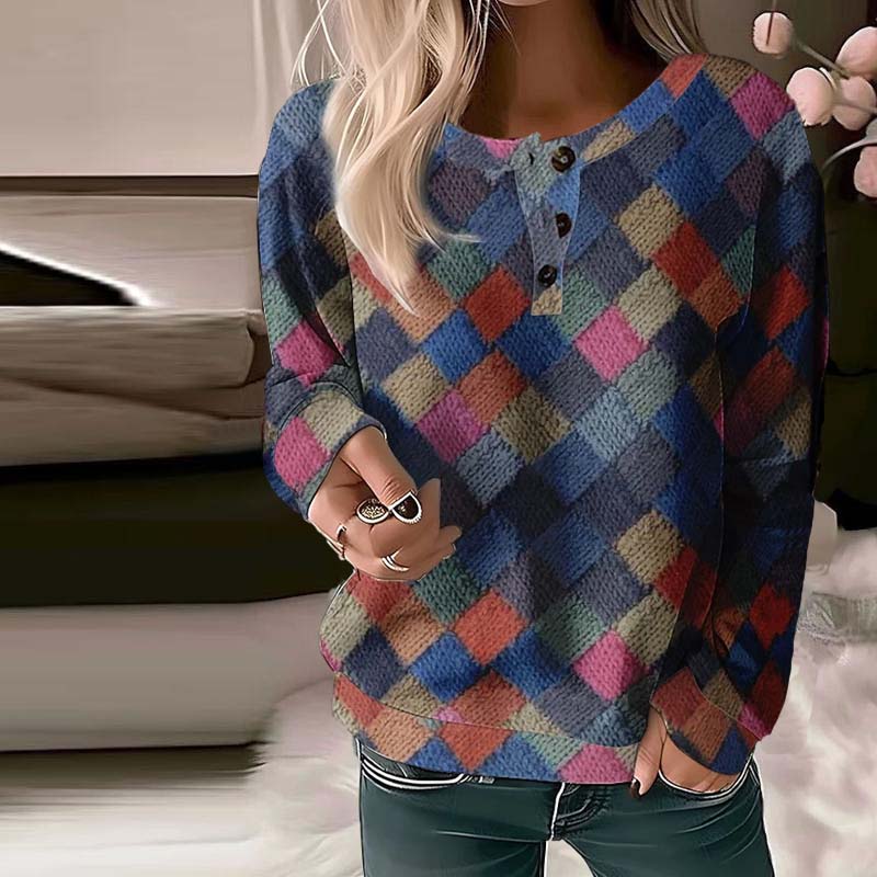 Stilla | Vintage Skakmønstret Damenpullover