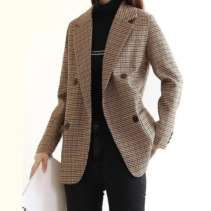Stilla | Vintage Hahnentrittern Karo Blazer Damer - Vintage - Karo