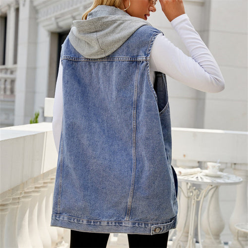 Stilla | Jeansvest Med Hætte