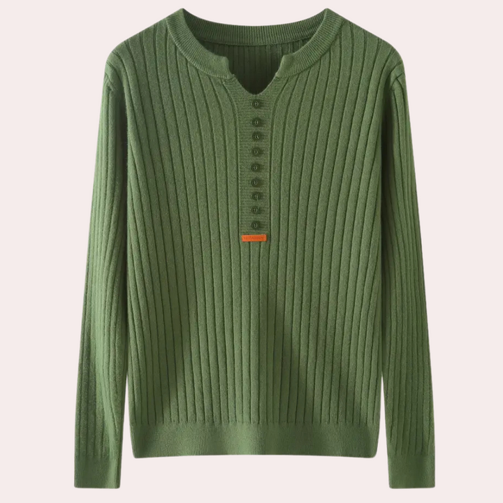 Stilla | Stilfuld V-Udskæring Knapsweater til Damer