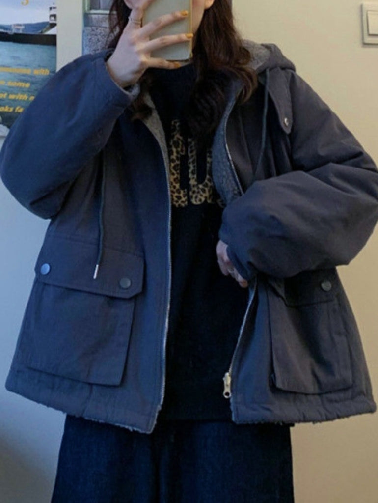 Stilla | Varm Oversized Damejakke med Hætte - Fleece Parka