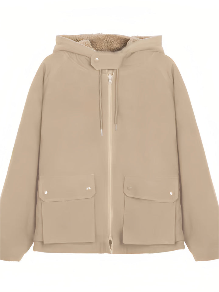 Stilla | Varm Oversized Damejakke med Hætte - Fleece Parka