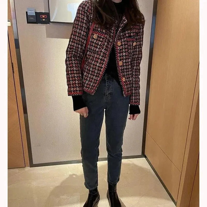 Stilla | Weben Plaid Tweed Jakke Dame