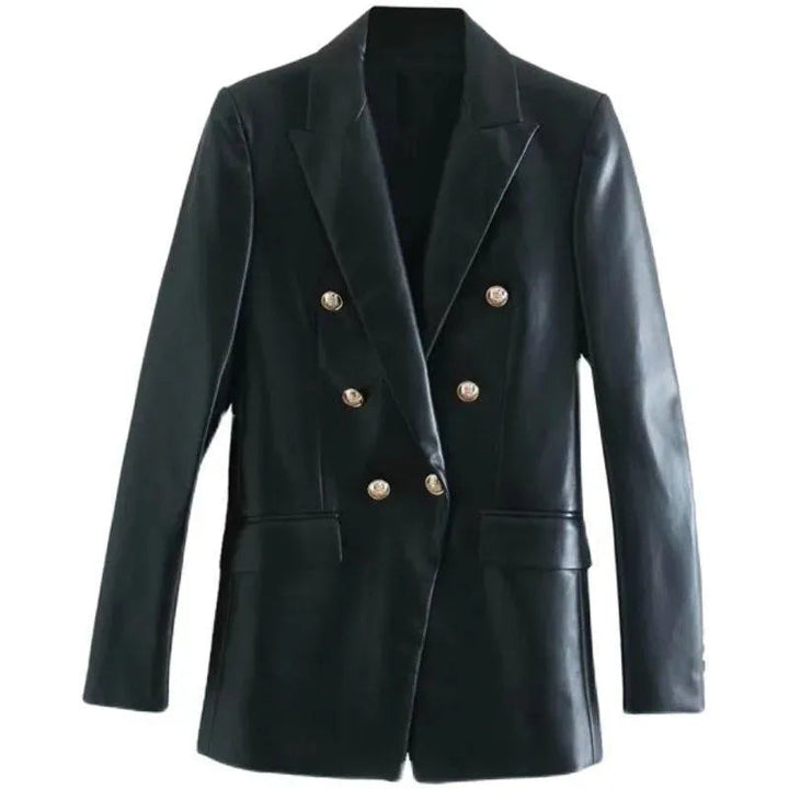 Stilla | Vinter Læder Blazer Damer - Causal - Ensfarvet