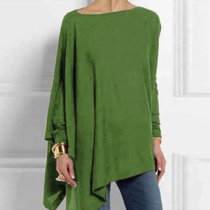 Stilla | Tunika Blød Strik Plus Size Snit Asymmetrisk Kant Lange Ærmer