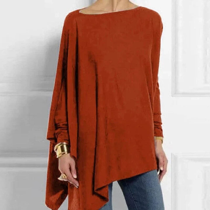 Stilla | Tunika Blød Strik Plus Size Snit Asymmetrisk Kant Lange Ærmer