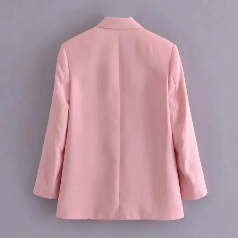 Stilla | Kvinder Rosa Dobbeltknappet Blazer Kvinder - Formelt-Erhvervsmæssigt - Ensfarvet-Nedtonet