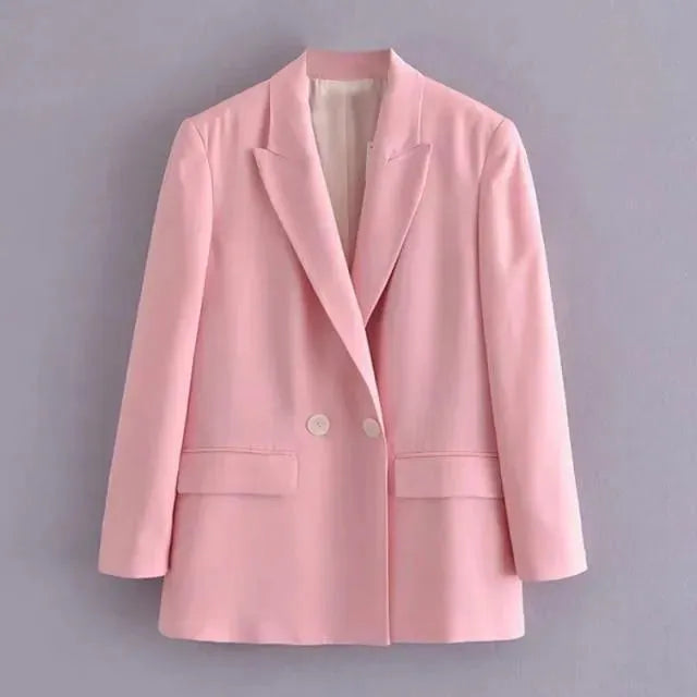 Stilla | Kvinder Rosa Dobbeltknappet Blazer Kvinder - Formelt-Erhvervsmæssigt - Ensfarvet-Nedtonet