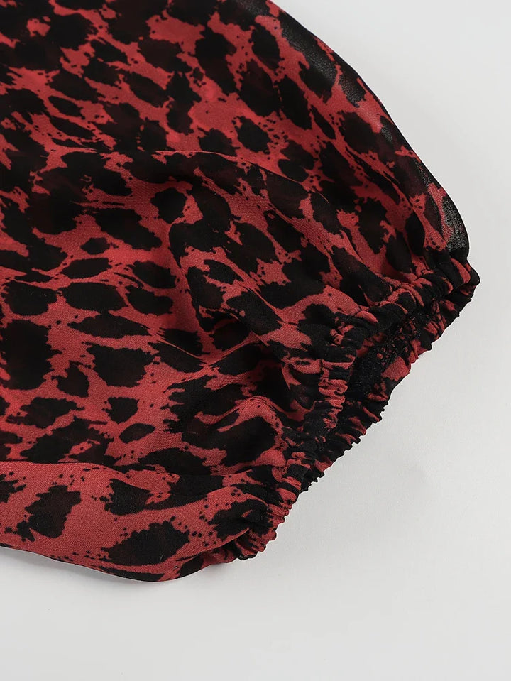 Stilla | Kvinders 2 5xl Mode Designer Chiffon Leopard Korte Kjoler (plus Størrelse)