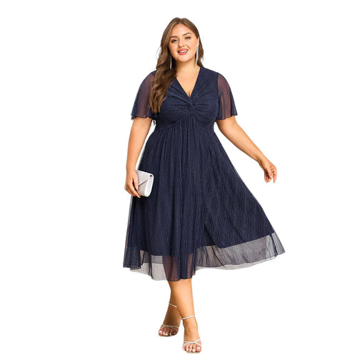 Stilla | Kvinders A-Line Fashion Designer 3 6xl Chiffon Midi Kjoler (plus Størrelse)
