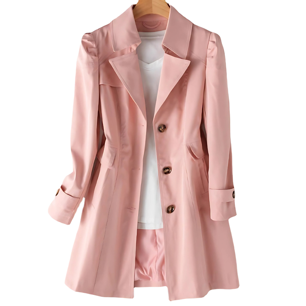 Stilla | Dame Beige Trenchcoat - Vandafvisende Mellemlang