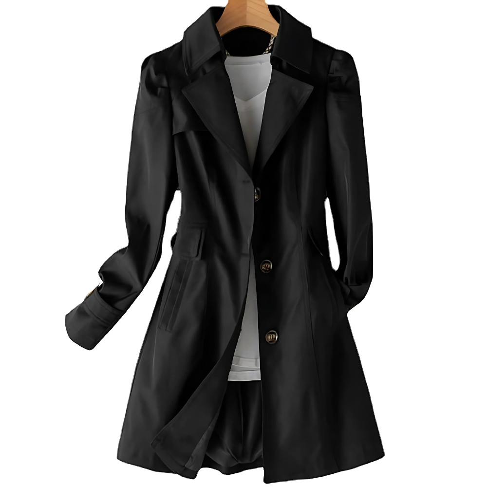 Stilla | Dame Beige Trenchcoat - Vandafvisende Mellemlang