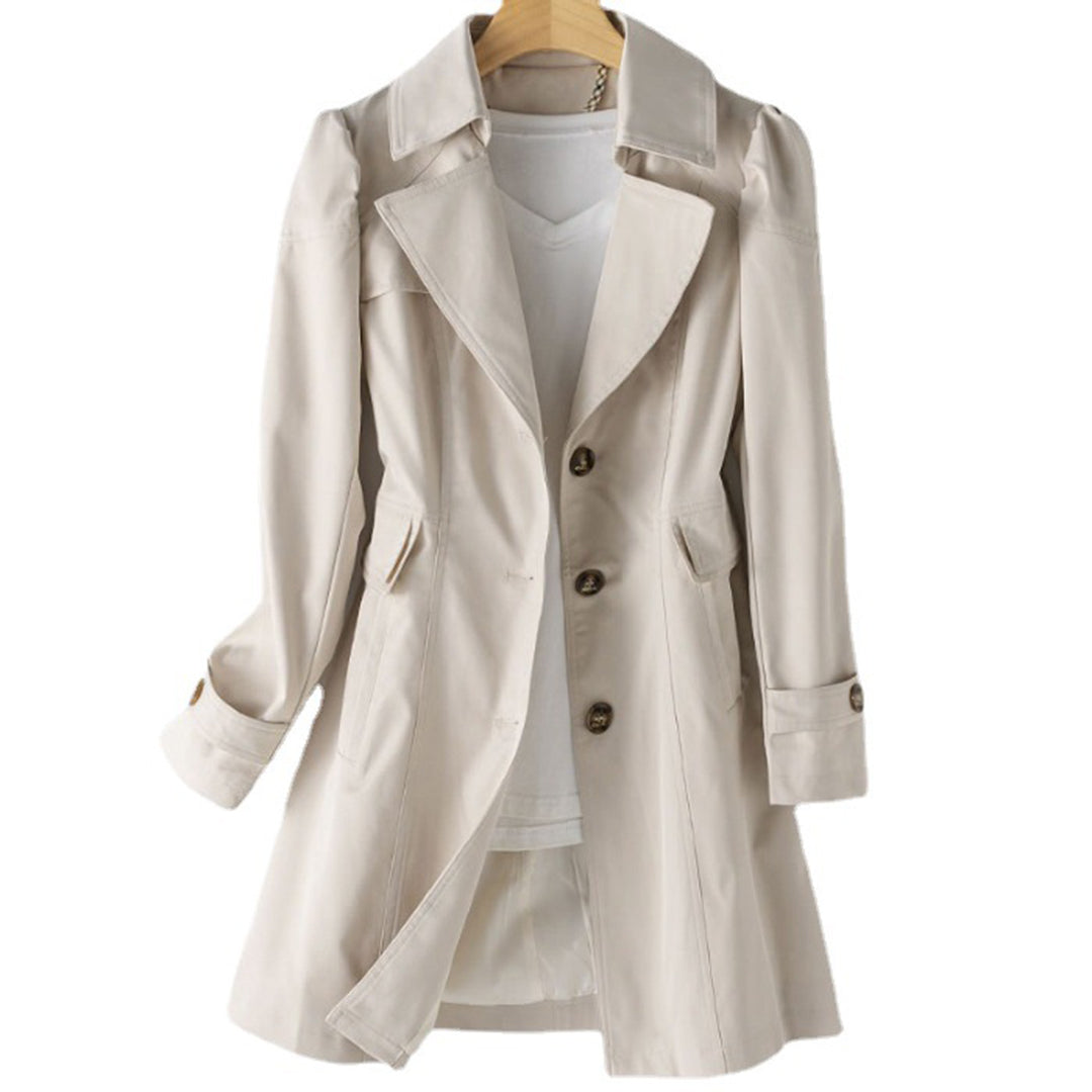 Stilla | Dame Beige Trenchcoat - Vandafvisende Mellemlang