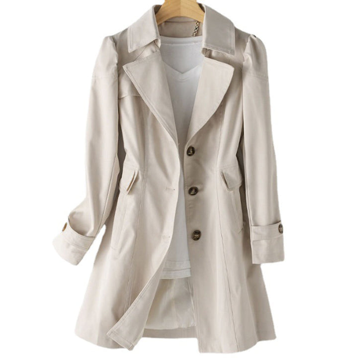 Stilla | Dame Beige Trenchcoat - Vandafvisende Mellemlang