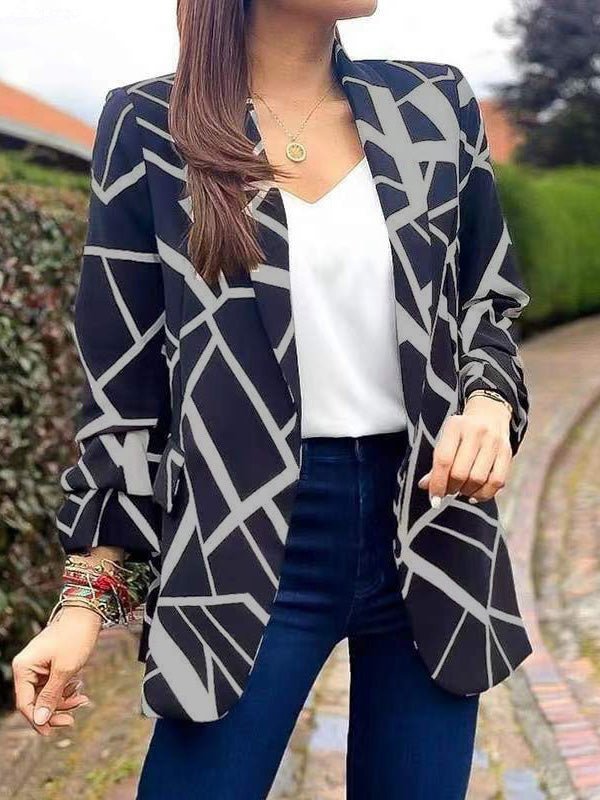 Stilla | Kvinders Blazere Mode Print Revers Lange Ærmer Blazere