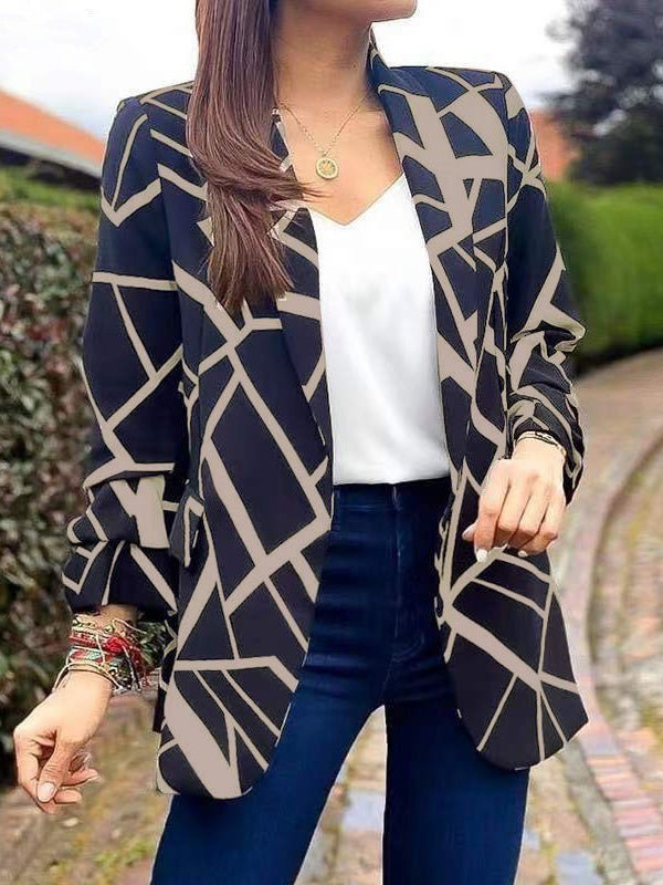 Stilla | Kvinders Blazere Mode Print Revers Lange Ærmer Blazere