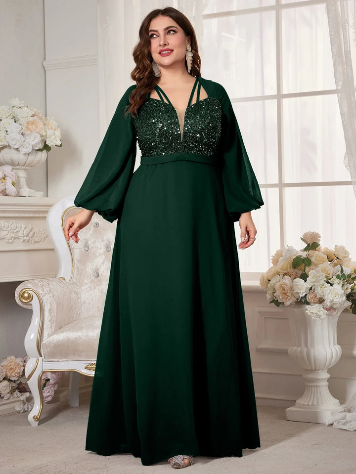 Stilla | Kvinders Chiffon Applikation 2 5xl Mode Designer Lange Kjoler (plus Størrelse)