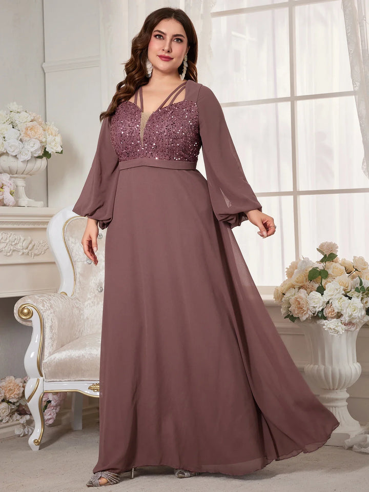 Stilla | Kvinders Chiffon Applikation 2 5xl Mode Designer Lange Kjoler (plus Størrelse)