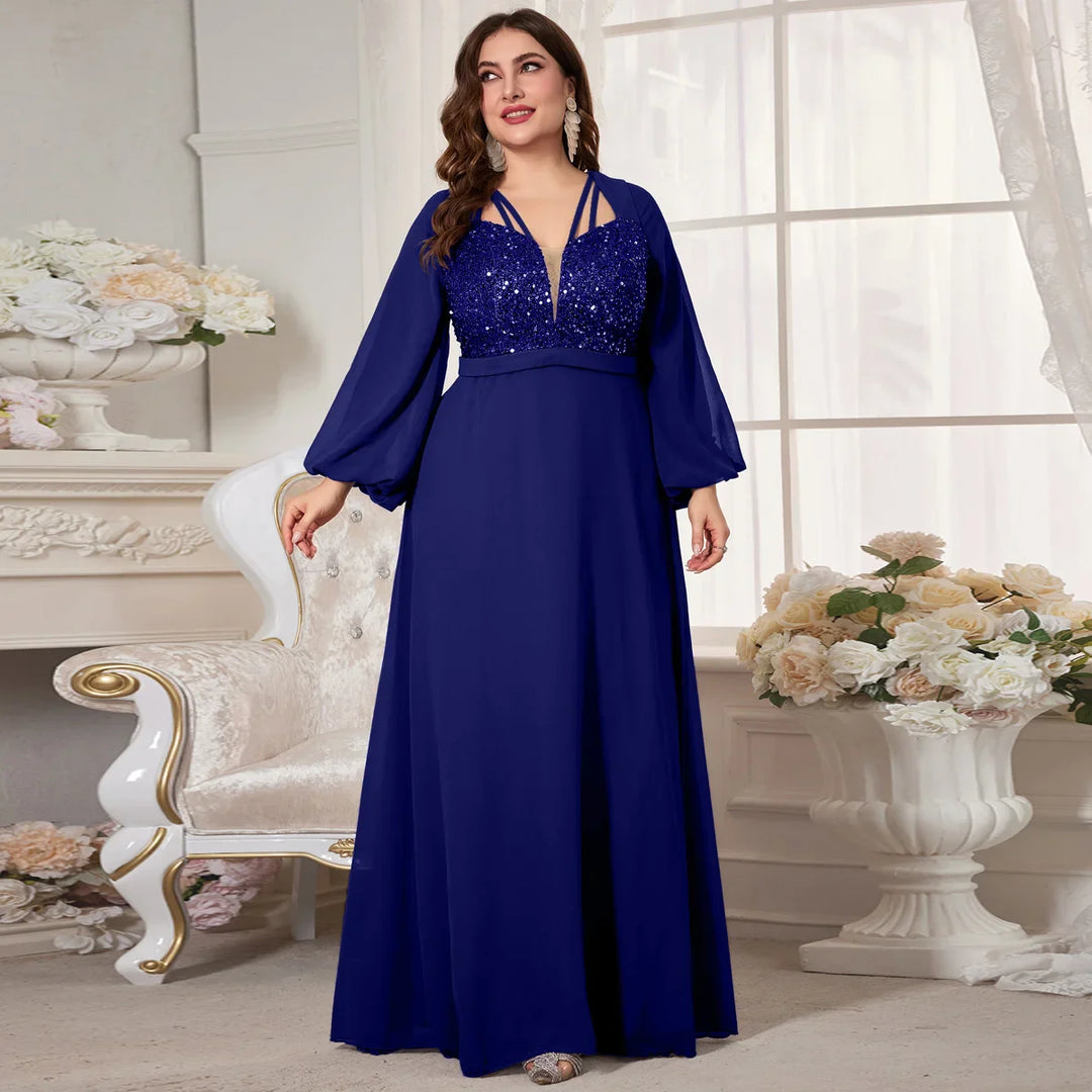 Stilla | Kvinders Chiffon Applikation 2 5xl Mode Designer Lange Kjoler (plus Størrelse)