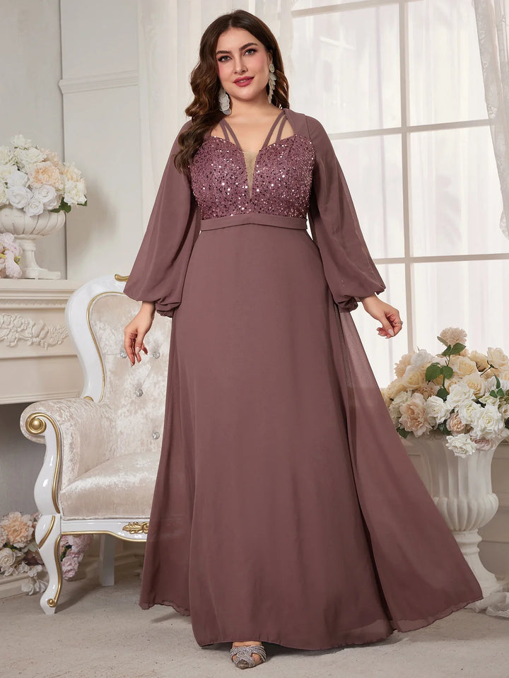 Stilla | Kvinders Chiffon Applikation 2 5xl Mode Designer Lange Kjoler (plus Størrelse)