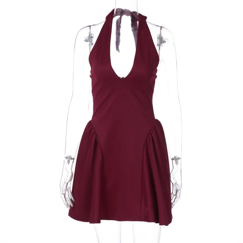 Stilla | Kvindernes Dybt Udsnit Mode Designer Halterneck Mini Kjoler (korte)