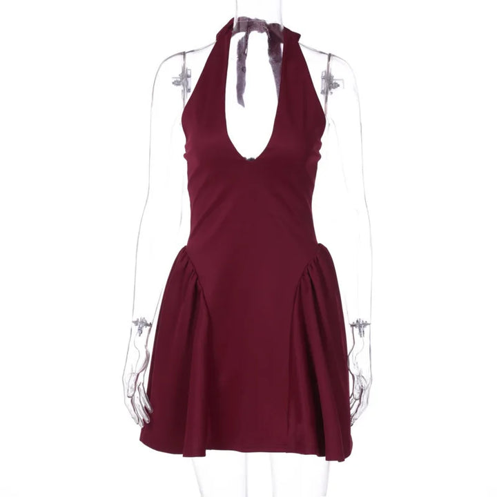 Stilla | Kvindernes Dybt Udsnit Mode Designer Halterneck Mini Kjoler (korte)
