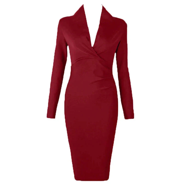 Stilla | Kvinders Dyb V-Hals Mode Designer Bodycon Kjoler (midi)
