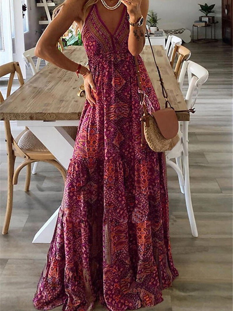 Stilla | Kvindernes Kjoler Bohemian Print Sling Ærmeløs Kjole