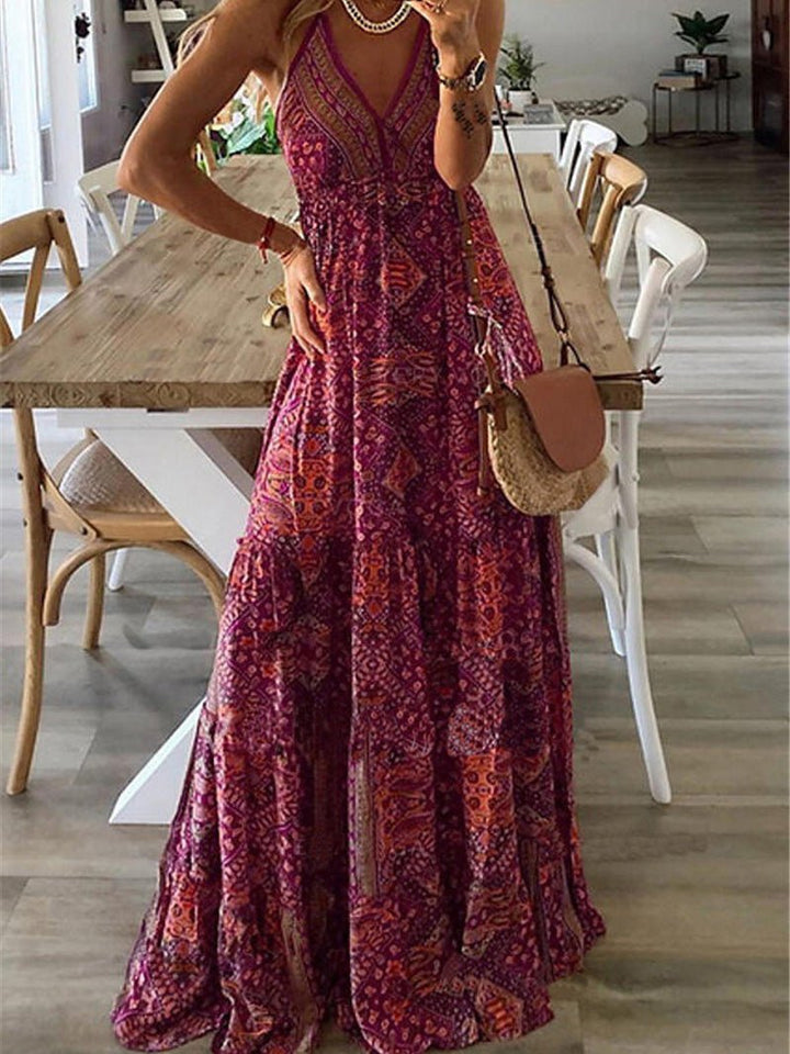 Stilla | Kvindernes Kjoler Bohemian Print Sling Ærmeløs Kjole