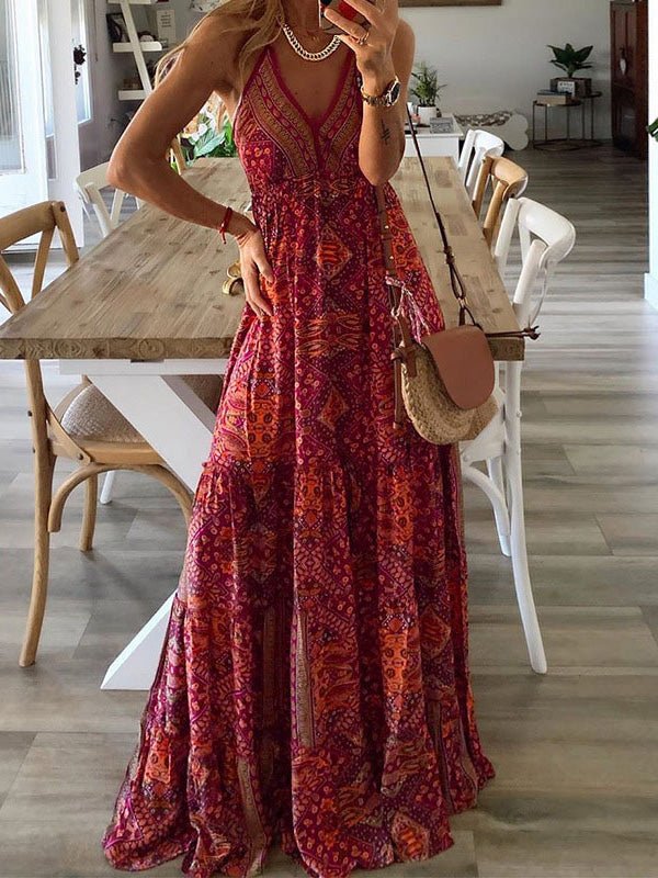 Stilla | Kvindernes Kjoler Bohemian Print Sling Ærmeløs Kjole