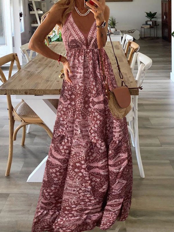 Stilla | Kvindernes Kjoler Bohemian Print Sling Ærmeløs Kjole