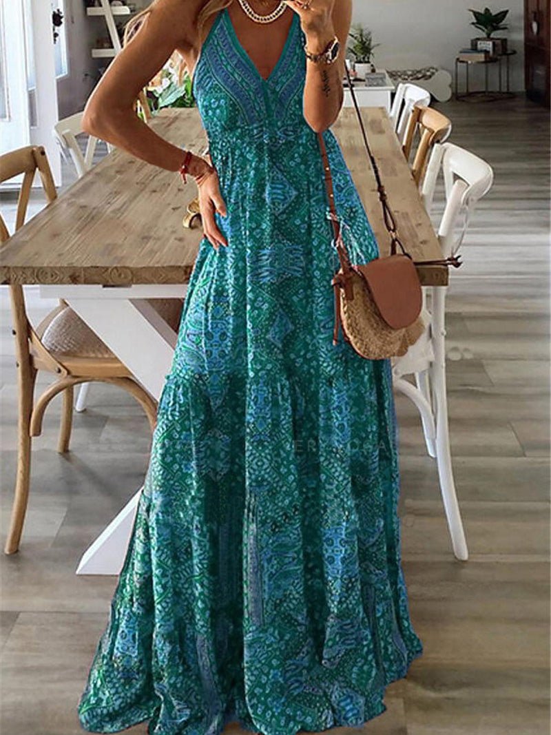 Stilla | Kvindernes Kjoler Bohemian Print Sling Ærmeløs Kjole