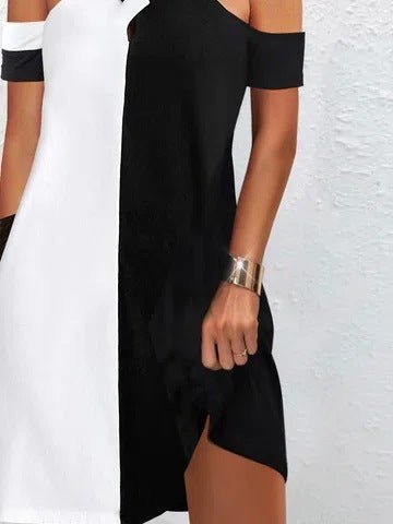 Stilla | Kvinder Kjoler Farve Kontrast Kryds Hals Off Skulder Korte Ærmer Kjole