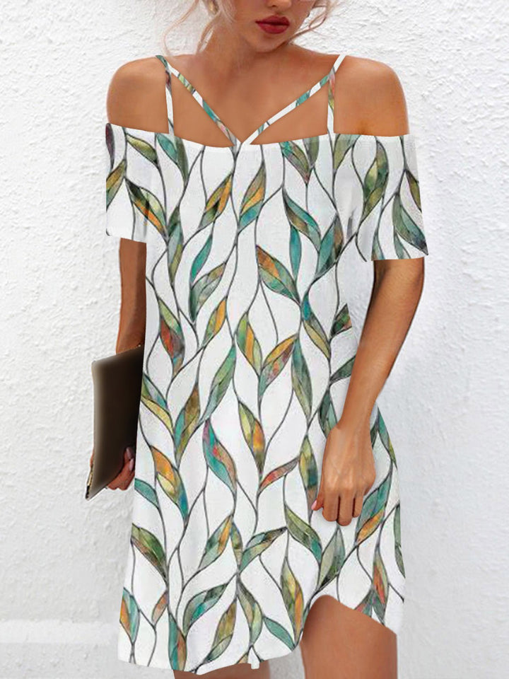 Stilla | Damekjoler Off Shoulder Justerbare Stropper Print Kjole
