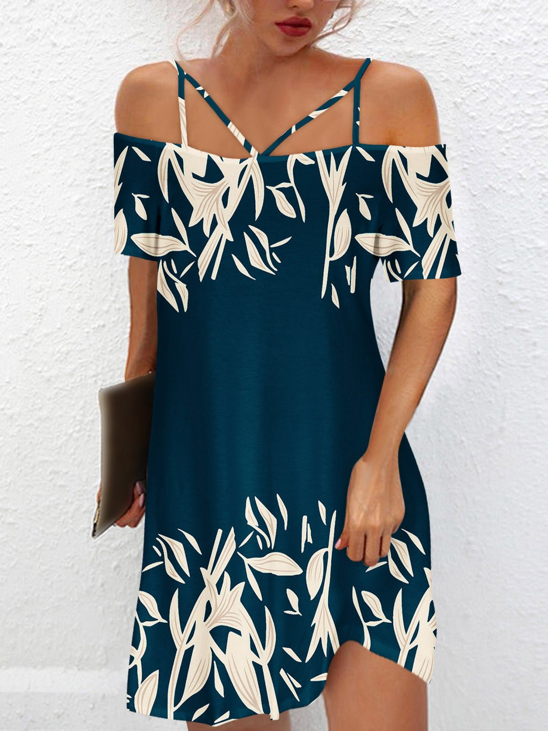 Stilla | Damekjoler Off Shoulder Justerbare Stropper Print Kjole