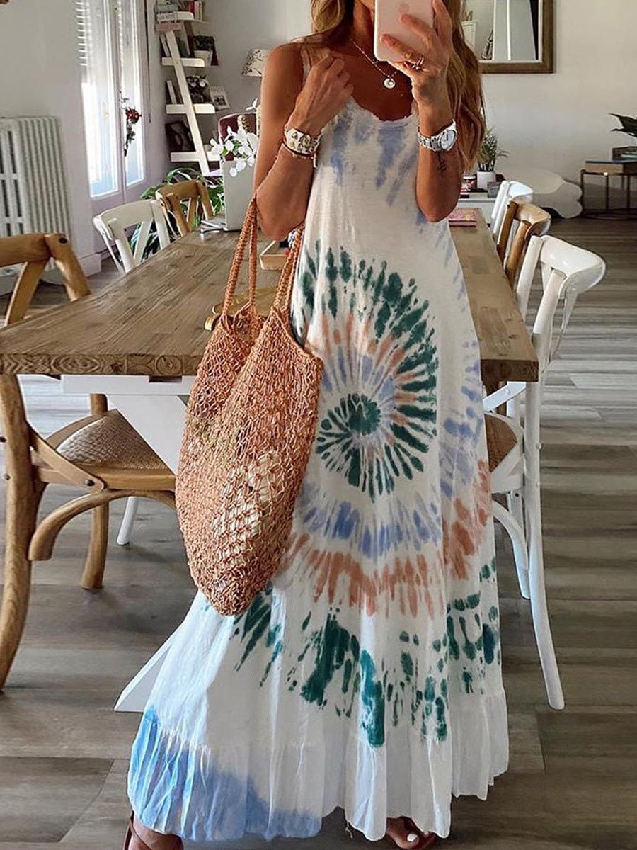 Stilla | Damekjoler Tie Dye Print Sling Ærmeløs Kjole