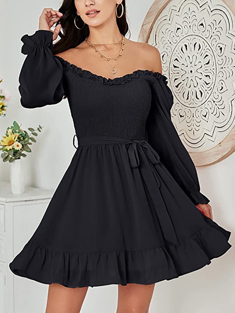 Stilla | Kvinders Kjoler V-hals Chiffon Talje Lukning Mini Kjole