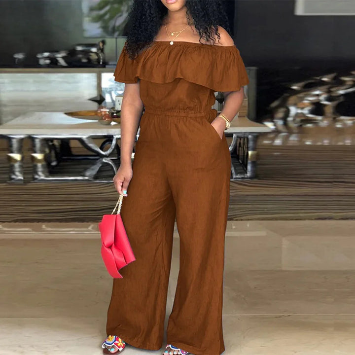 Stilla | Designer 2 5xl Ruffle Off Shoulder Jumpsuits (plus Størrelse)