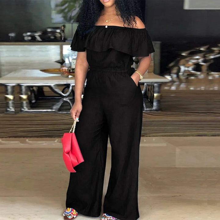 Stilla | Designer 2 5xl Ruffle Off Shoulder Jumpsuits (plus Størrelse)