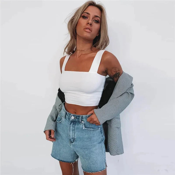 Stilla | Designer Crop Top Square Neck Singlets